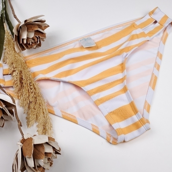 New Kona Sol Yellow White Stripe Bikini Bottom - Picture 5 of 9